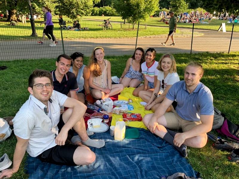 Unilever interns having a picnic in NYC