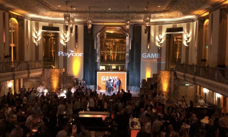 The ballroom of Paycor's welcome reception at their FY20 kickoff