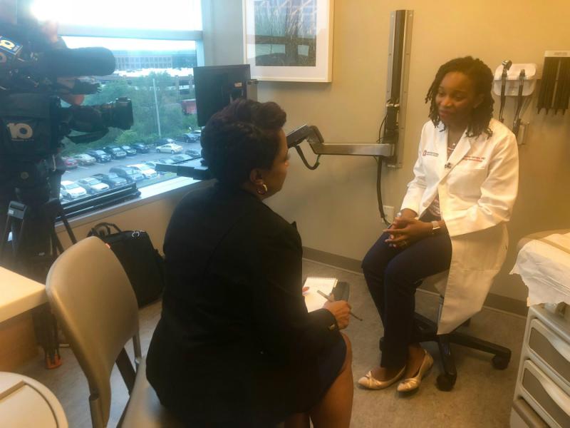 Tracy Townsend interviewing doctor Tracy Townsend interviewing doctor