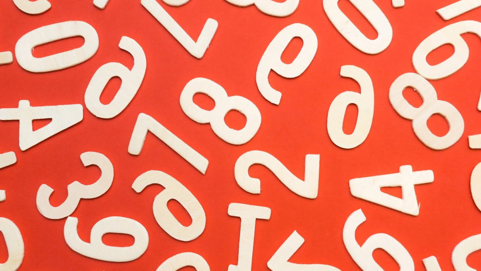 Random White Numbers on Red Background