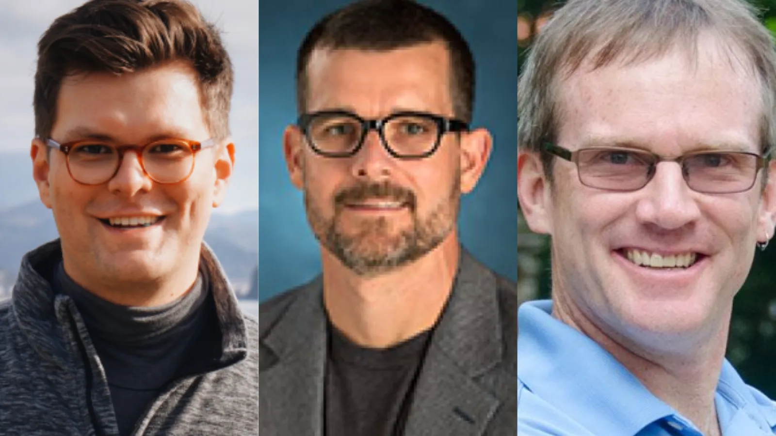 Split screen of new hires Dominik Stecuła, Scott Campbell and Rob Potter.