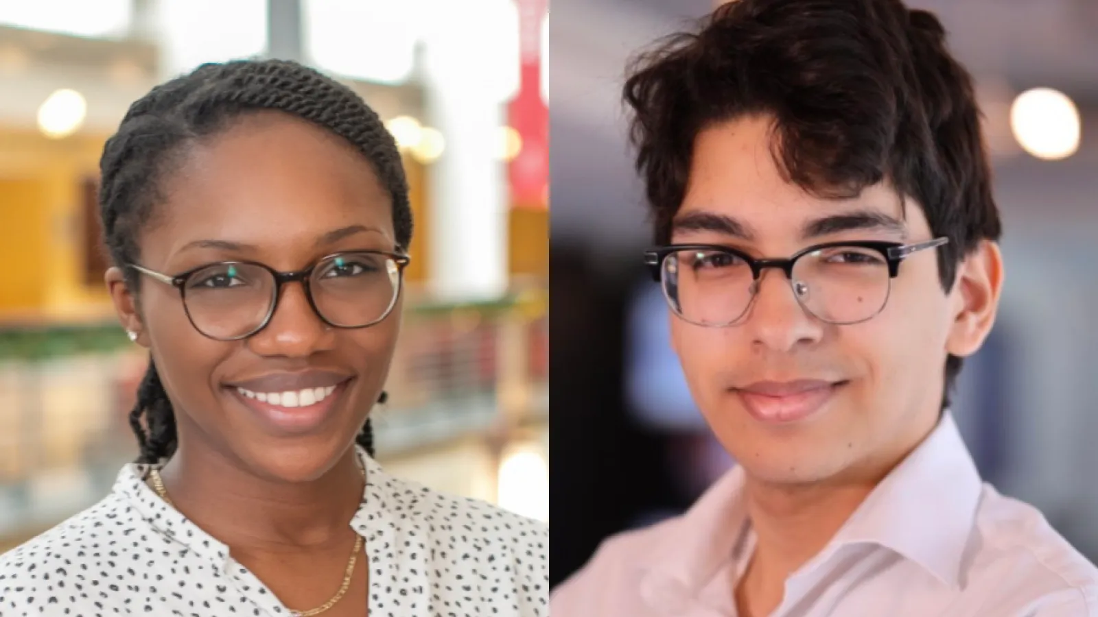 Split Screen of Communication Technology majors Makiya Jenkins and and Donald Neidecker-Gonzales.
