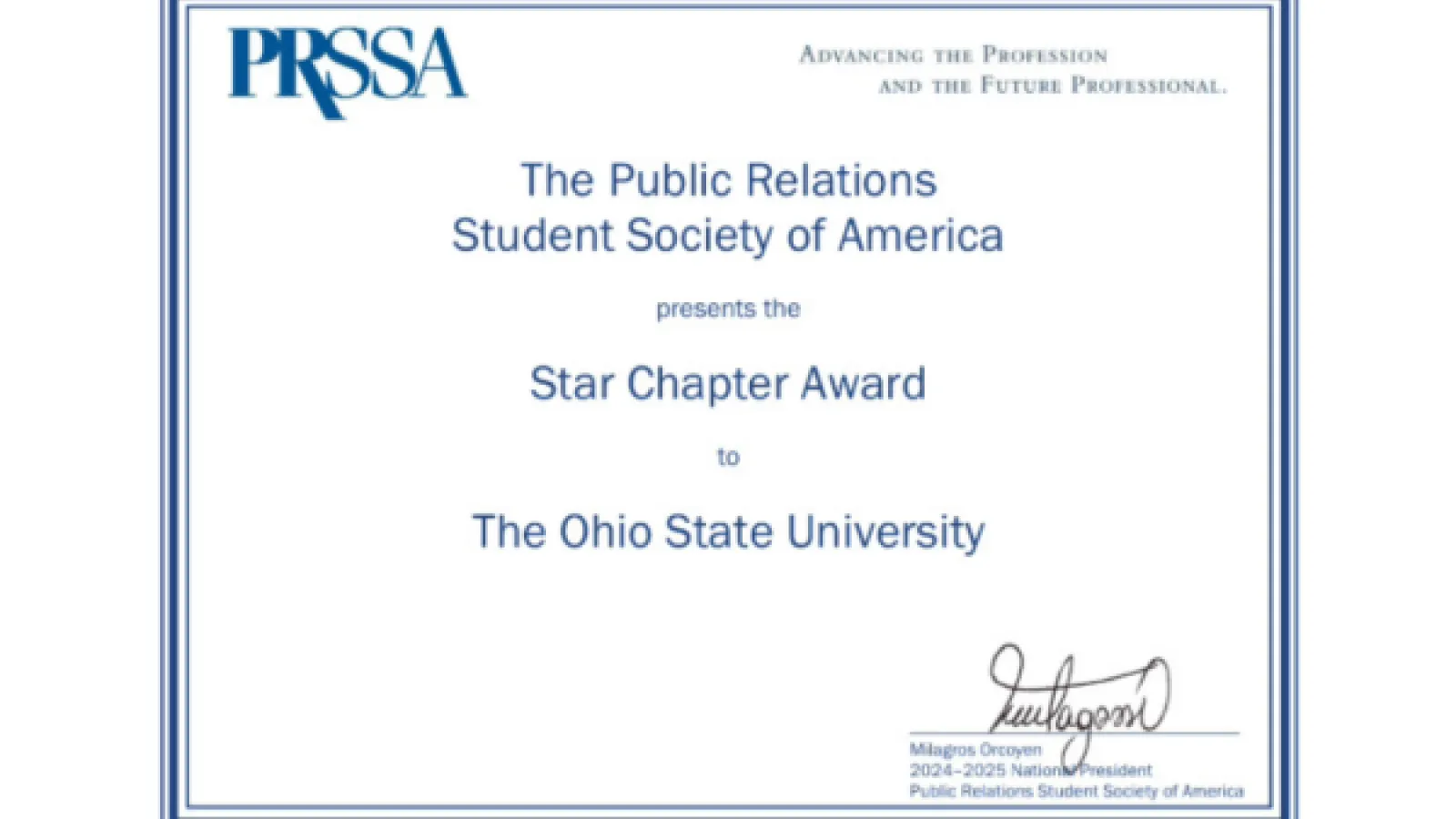 2024 Star Chapter Award Certificate