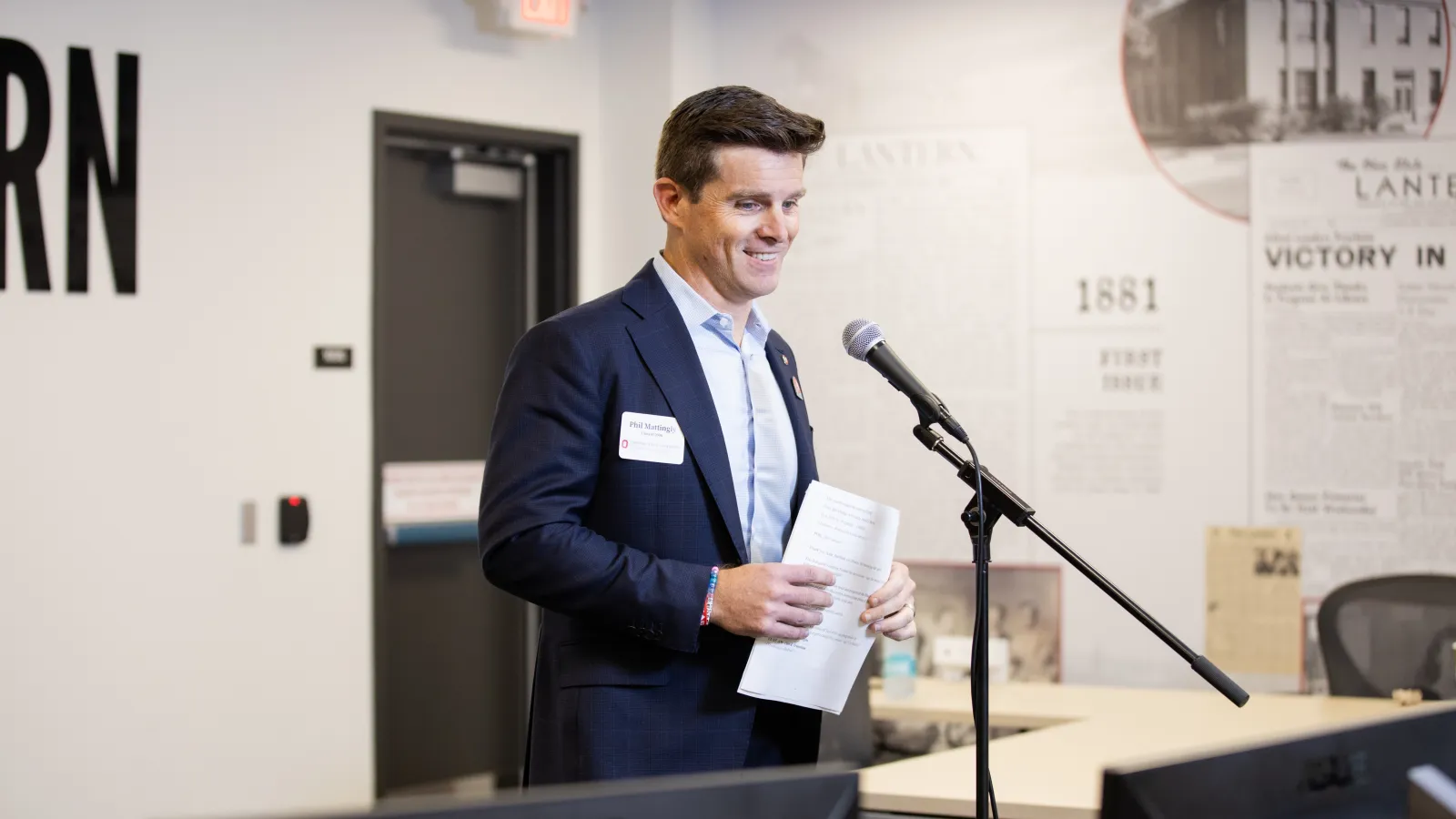 Phil speaking at Lantern Newsroom Dedication