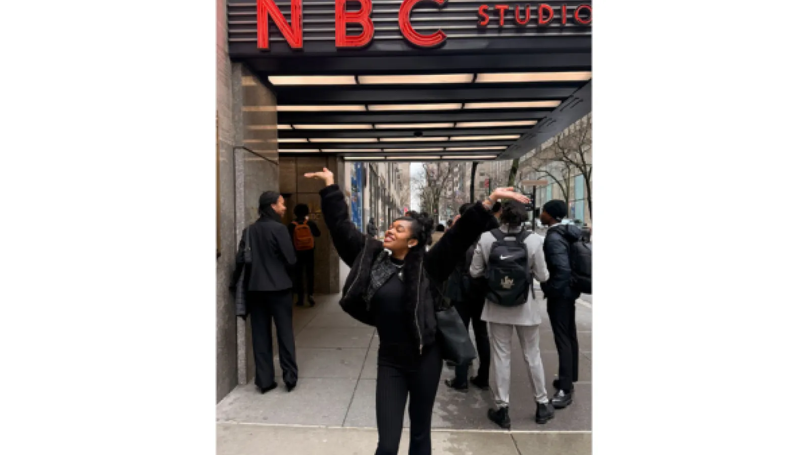Students standing infront of NBCU 