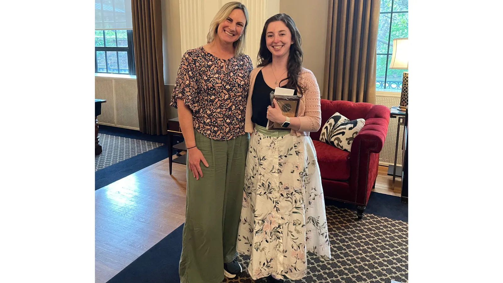 Grad Student and teacher at banquet