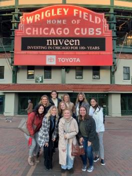 PRSSA members in front of Wrigley Field