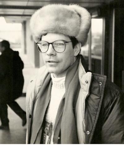 Trimble wearing a Russian-style hat