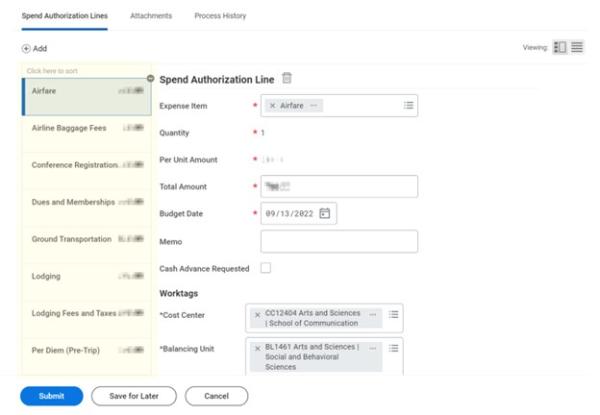 Spend Authorization Lines