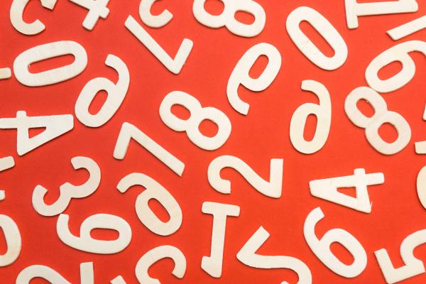 Random Numbers Random White Numbers on Red Background