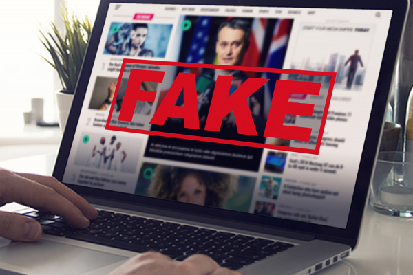 Fake News Computer screen with large fake news words