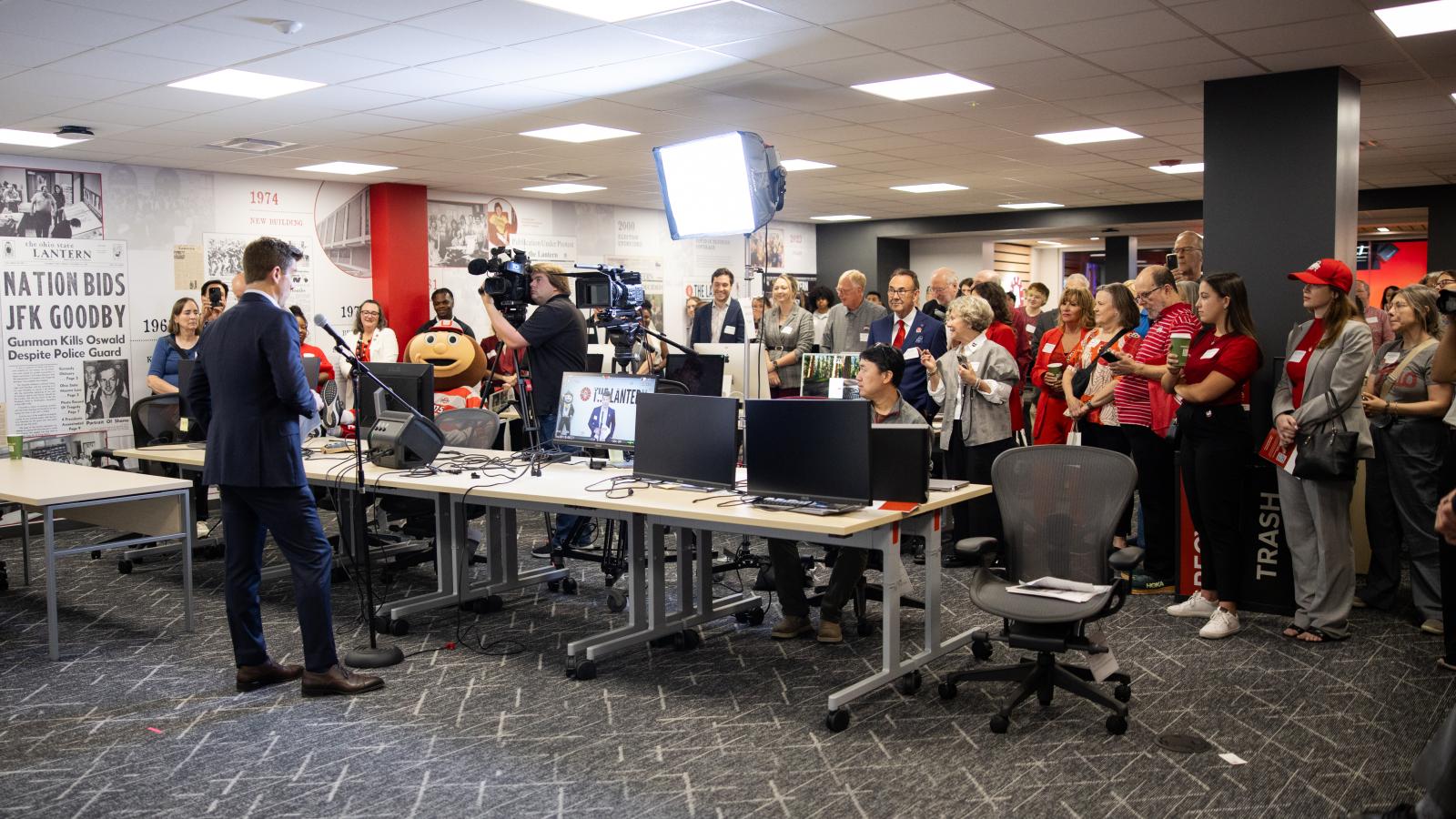 Lantern Newsroom dedication, people gather for speakers 