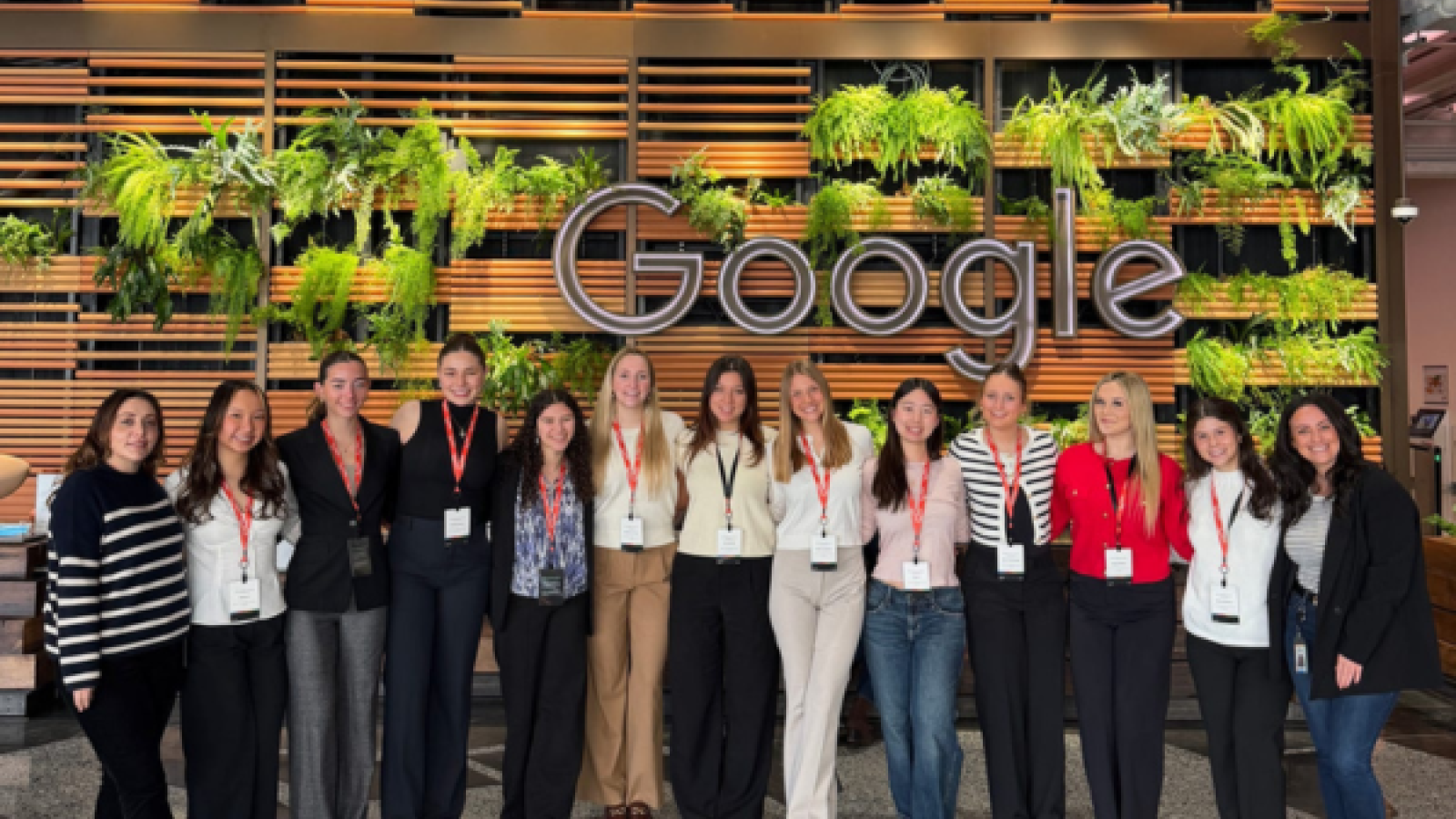 Students infront of Google