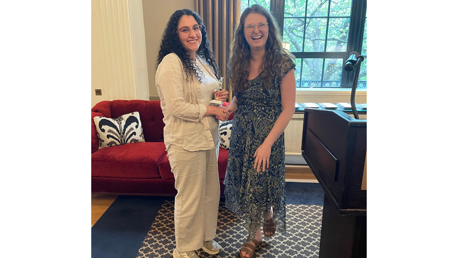 Grad Student and teacher at banquet