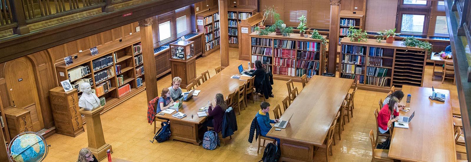 Students studying in library